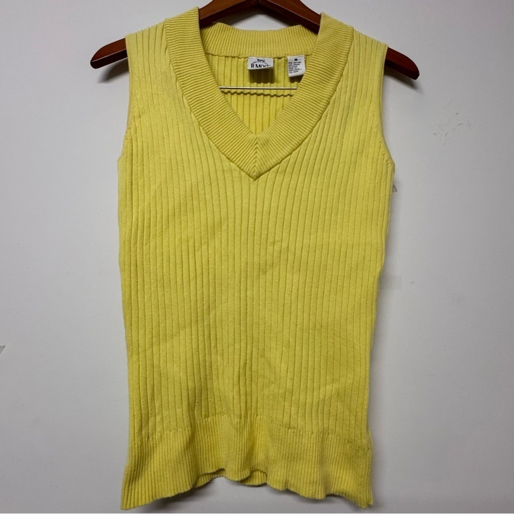 B. Moss Yellow V Neck Ribbed Vest
